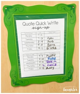 A Quick Quote Write is a great way to combine daily writing and character education!