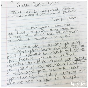 A Quick Quote Write is a great way to combine daily writing and character education!