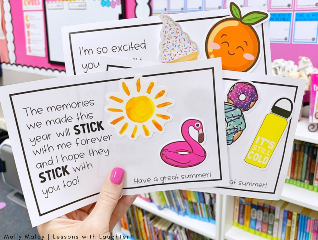 Student Sticker Cards for the end of the year student gift