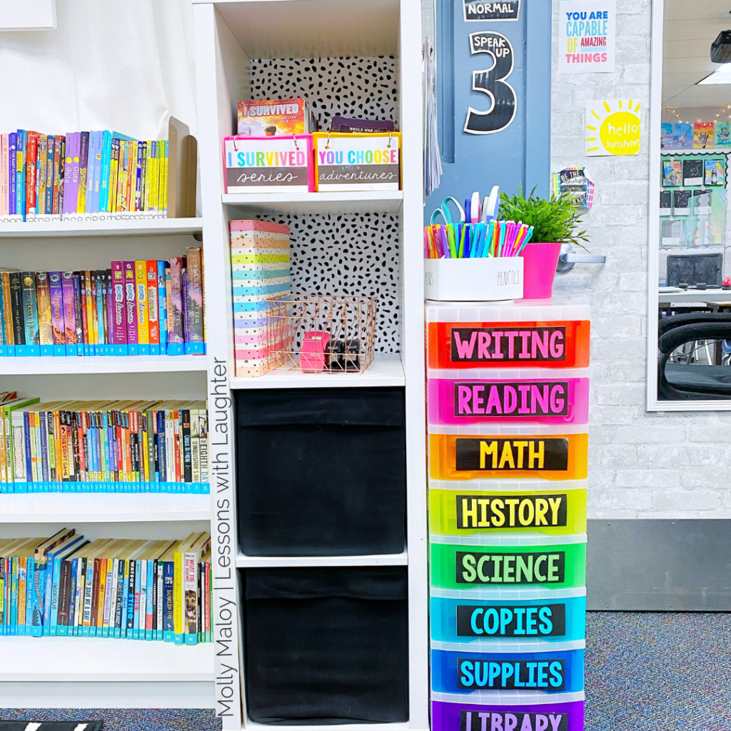 These rainbow drawers are one of my favorite classroom organization systems!