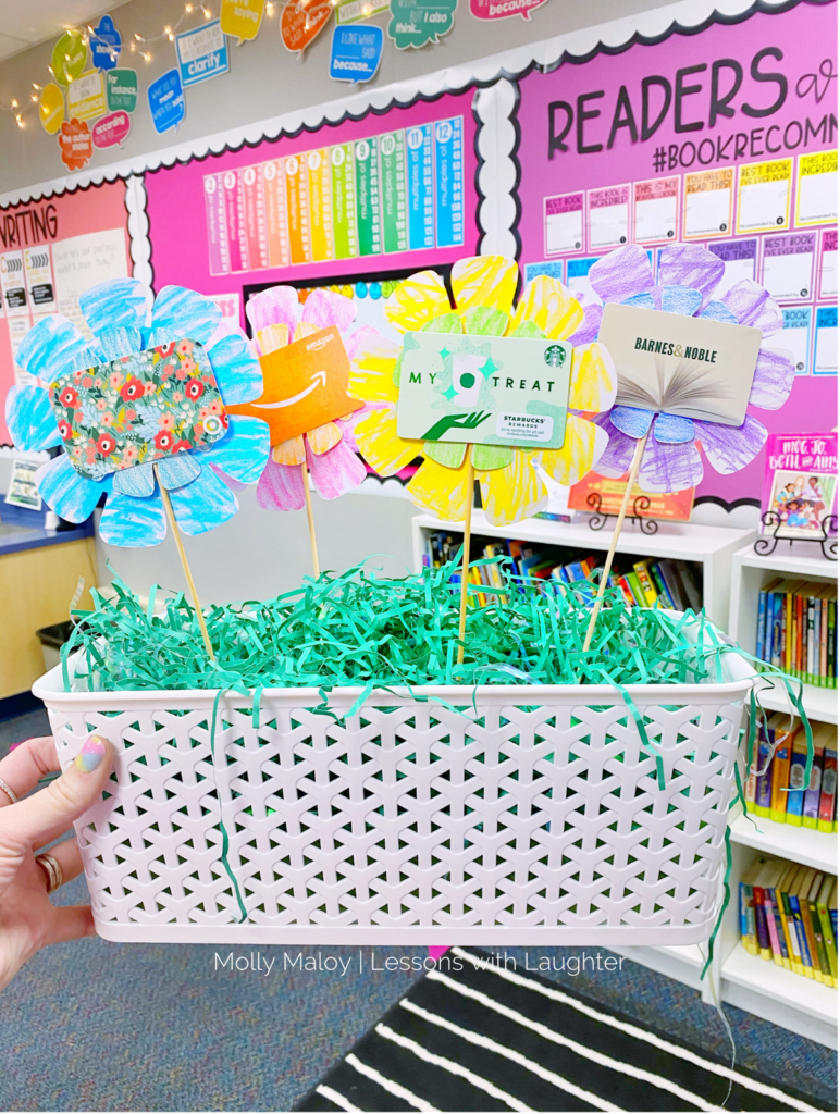 Teacher gift ideas for end of the year or teacher appreciation week! I love giving gifts to my children's teachers because as a teacher I know how much love they pour into my kids on a daily basis! These teacher gift baskets are fun to put together and guaranteed to put a big smile on your child's teacher!