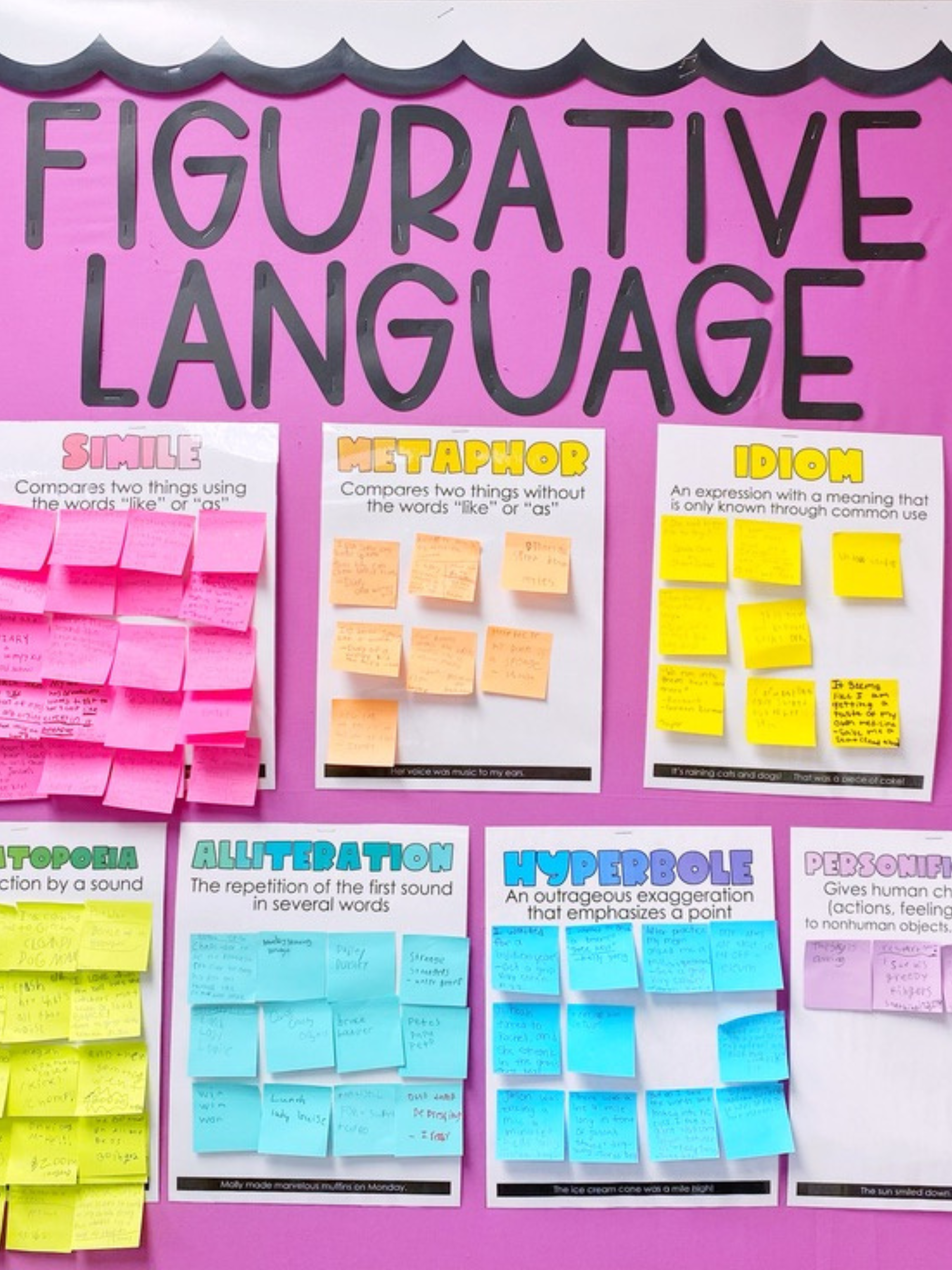 Interactive Figurative Language Posters with post-it notes