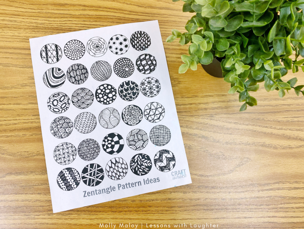 Zentangle patterns that students can use to help them with their designs!