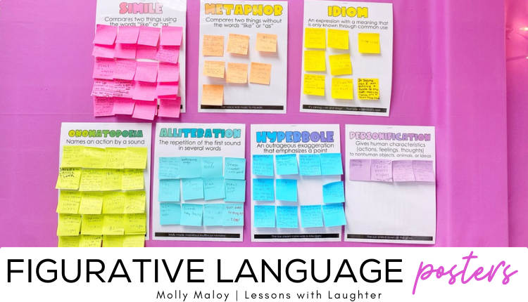 Interactive figurative language posters with post-it notes