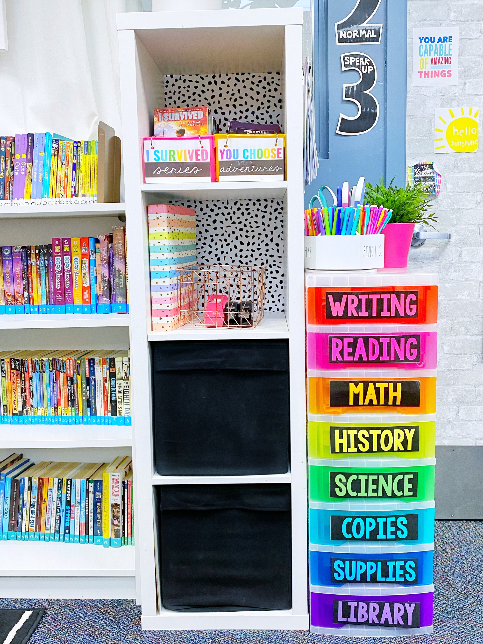 How I use this rainbow drawer organizer, plus other classroom storage ideas!
